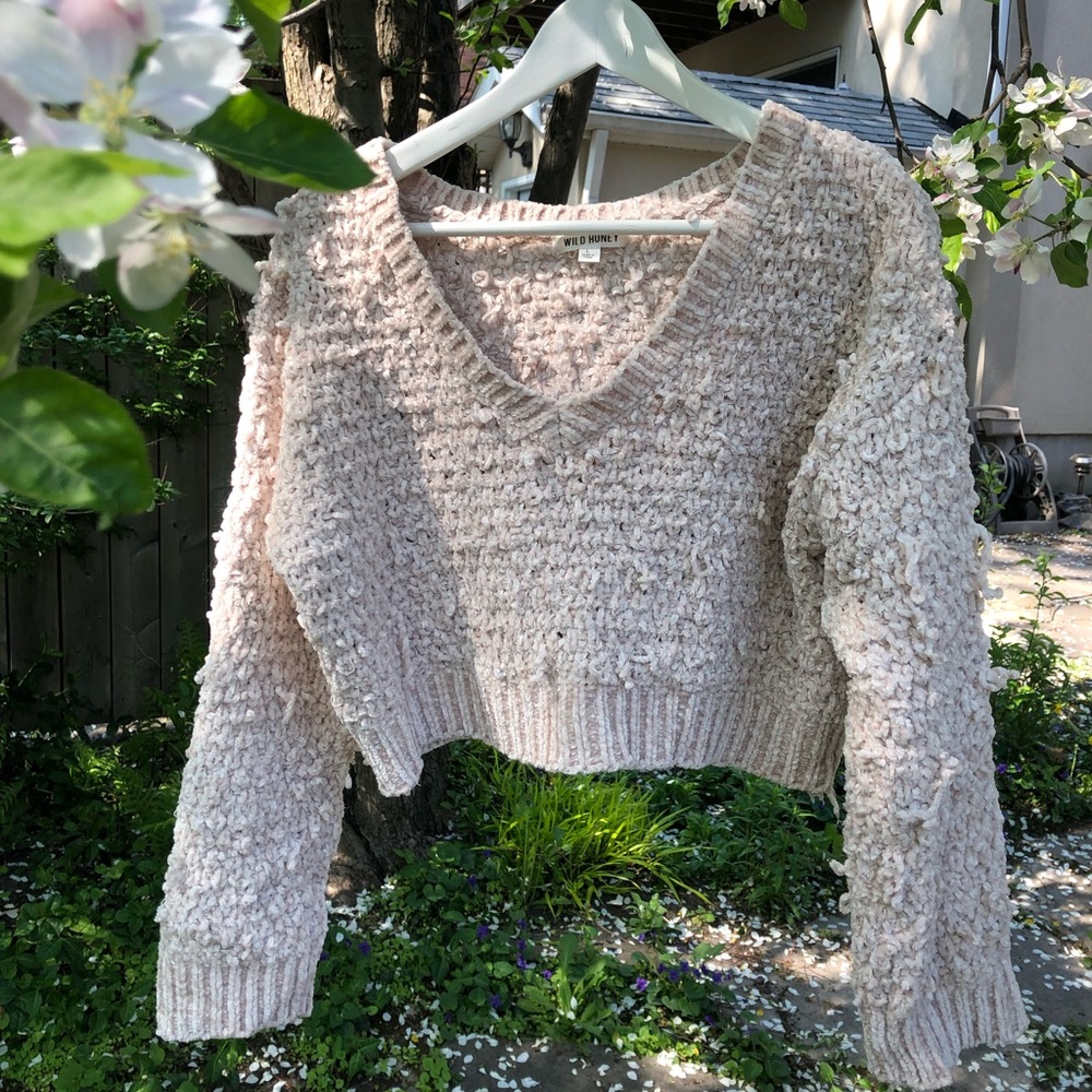 Cropped beige knit Dolls Kill sweater